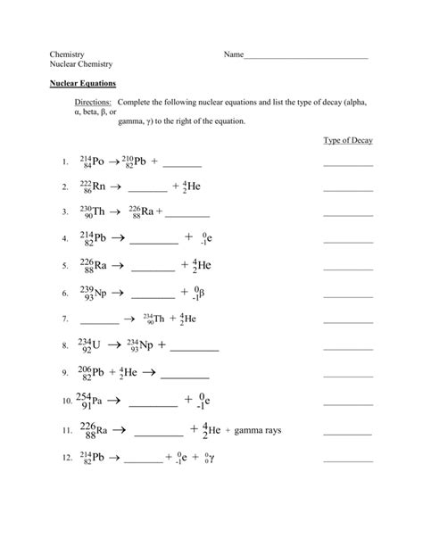 nuclear decay worksheet answers 210 84 po
